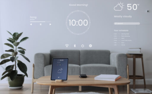 Soggiorno con tablet per controllare gli impianti